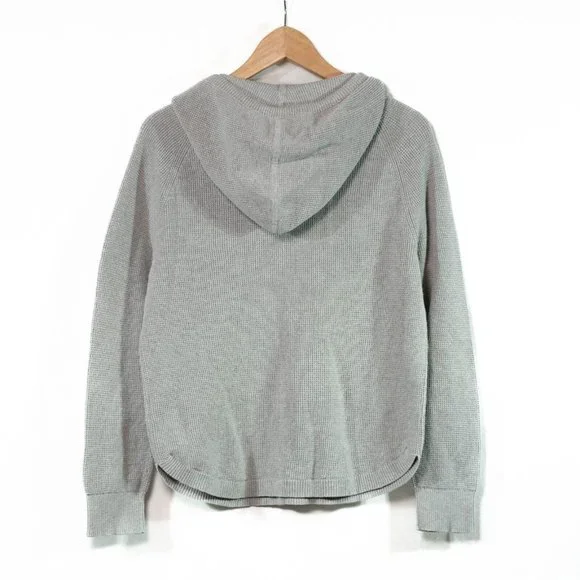 Lauren Ralph Lauren Womens Size Large Waffle Knit Grey Hoody Pullover Minimalist - Picture 2 of 6